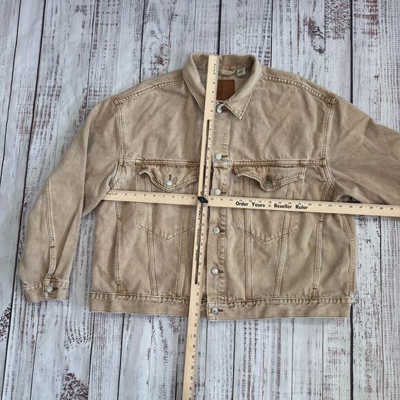 Levi’s Premium WaterLess Cotton Hemp Trucker Jacket Khaki XL - Picture 10 of 11